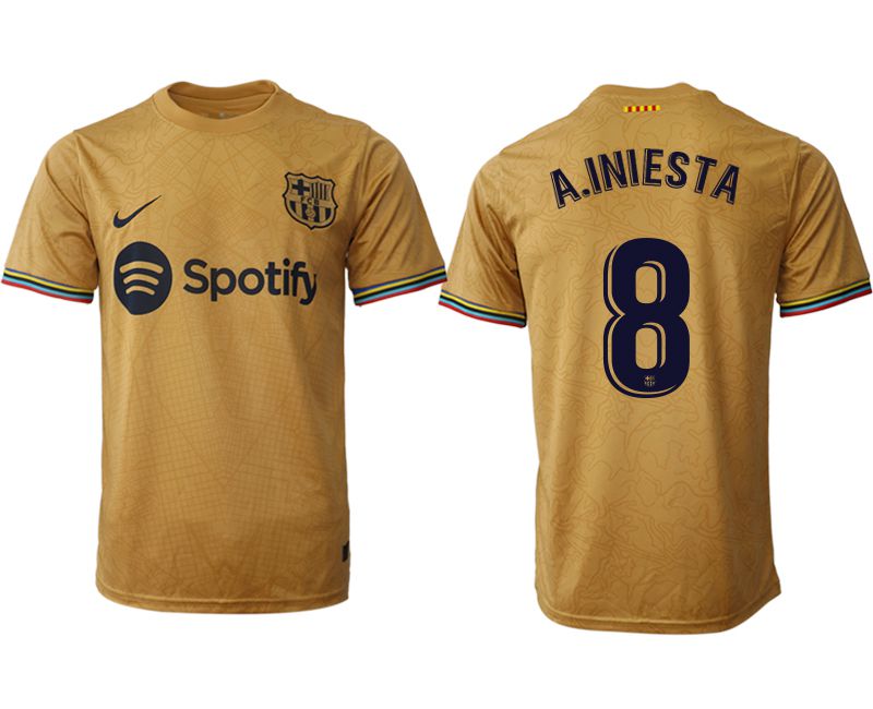 Men 2022-2023 Club Barcelona away aaa version yellow #8 Soccer Jersey